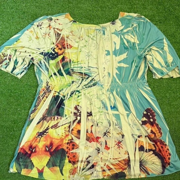 Me world women SZ XL plus SZ butterfly floral nature top blouse fairycore boho - Picture 5 of 6